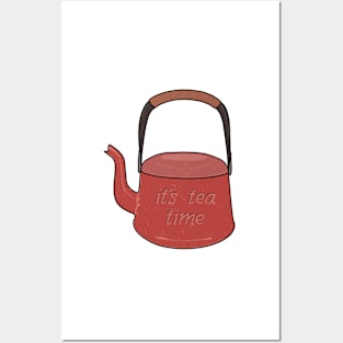 It's tea time enamel tea kettle Posters and Art